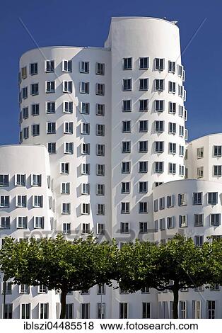 Stock Photo - Neuer Zollhof, Gehry building, Düsseldorf, North Rhine-Westphalia, Germany, Europe. Fotosearch