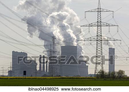 Stock Photography - Neurath power plant, RWE Power energy company, lignite-fired power station, Grevenbroich, Rhineland, North Rhine-Westphalia, Germany, Europe. Fotosearch