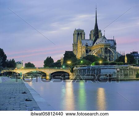 Stock Image - Notre Dame and the River Seine, Paris, France, Europe. Fotosearch