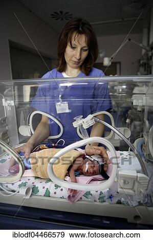 Nurse at incubator with newborn baby, Altona Children's Hospital, Hamburg, Germany, Europe View Large Photo Image Stock Photo - Nurse at incubator with newborn baby, Altona Children's Hospital, Hamburg, Germany, Europe. Fotosearch