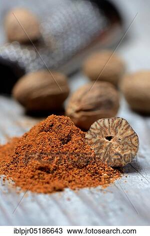 Nutmegs and nutmeg powder with grater, ground, nutmeg grater ( Myristica fragrans) View Large Photo Image Stock Image - Nutmegs and nutmeg powder with grater, ground, nutmeg grater ( Myristica fragrans). Fotosearch