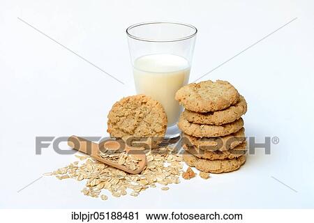 Oatmeal biscuits, oatmeal in scoop, glass of milk, oatmeal biscuits, oatmeal cookie View Large Photo Image Stock Image - Oatmeal biscuits, oatmeal in scoop, glass of milk, oatmeal biscuits, oatmeal cookie. Fotosearch
