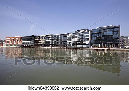 Office buildings at the Kreativkai, city harbor, Münster, Münsterland, North Rhine-Westphalia, Germany, Europe View Large Photo Image Stock Image - Office buildings at the Kreativkai, city harbor, Münster, Münsterland, North Rhine-Westphalia, Germany, Europe. Fotosearch