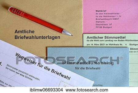 Official postal voting documents, Landtag election Baden-Württemberg on 14. 03. 2021, Germany, Europe View Large Photo Image Picture - Official postal voting documents, Landtag election Baden-Württemberg on 14. 03. 2021, Germany, Europe. Fotosearch
