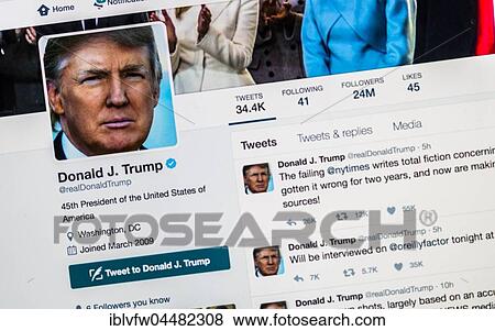 Official Twitter Page of Donald J. Trump, @realDonaldTrump, President of the United States of America, Screenshot View Large Photo Image Stock Photo - Official Twitter Page of Donald J. Trump, @realDonaldTrump, President of the United States of America, Screenshot. Fotosearch