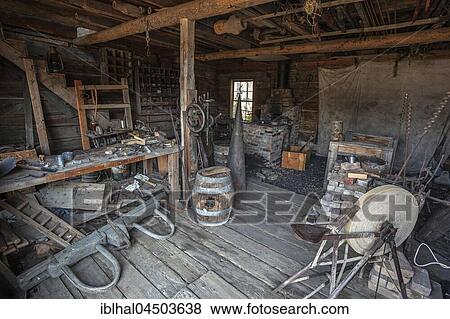 Old blacksmith shop, Wild West open-air museum, Nevada City Museum, former gold mining town, Ghost Town, Montana Province, USA, North America View Large Photo Image Stock Photo - Old blacksmith shop, Wild West open-air museum, Nevada City Museum, former gold mining town, Ghost Town, Montana Province, USA, North America. Fotosearch