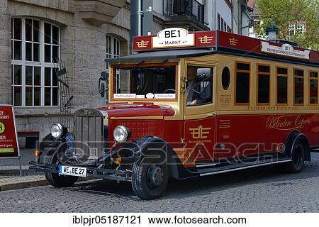 Old bus for city tours, Weimar, Thuringia, Germany, Europe View Large Photo Image Stock Image - Old bus for city tours, Weimar, Thuringia, Germany, Europe. Fotosearch