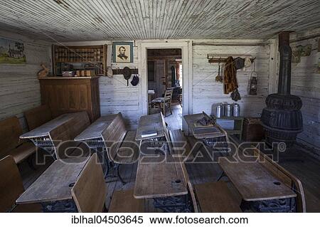 Old Classroom, Wild West open-air museum, Nevada City Museum, former gold mining town, Ghost Town, Montana Province, USA, North America View Large Photo Image Stock Photography - Old Classroom, Wild West open-air museum, Nevada City Museum, former gold mining town, Ghost Town, Montana Province, USA, North America. Fotosearch