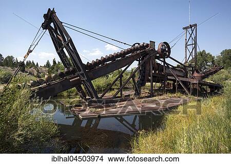 Picture - Old equipment for gold prospecting, Wild West open-air museum, Nevada City Museum, former gold mining town, Ghost Town, Montana Province, USA, North America. Fotosearch