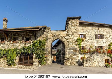 Old gateway in medieval wall, Yvoire, Rhone-Alpes, Haute-Savoie, France, Europe View Large Photo Image Stock Photo - Old gateway in medieval wall, Yvoire, Rhone-Alpes, Haute-Savoie, France, Europe. Fotosearch