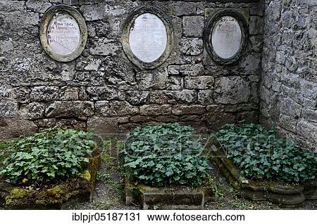 Stock Image - Old graves, Historical cemetery, Weimar, Thuringia, Germany, Europe. Fotosearch