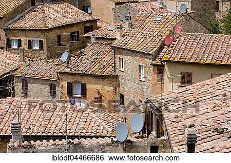 Old roofs with satellite dish, Volterra, Tuscany, Italy, Europe View Large Photo Image Stock Photograph - Old roofs with satellite dish, Volterra, Tuscany, Italy, Europe. Fotosearch