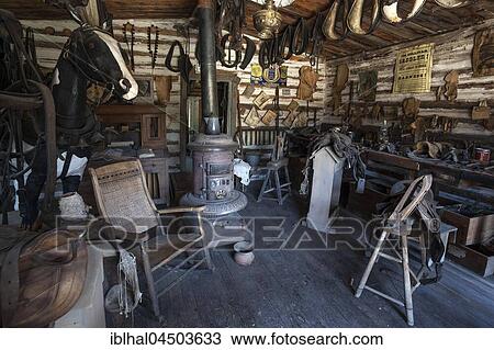 Old Saddlery, Wild West open-air museum, Nevada City Museum, former gold mining town, Ghost Town, Montana Province, USA, North America View Large Photo Image Stock Image - Old Saddlery, Wild West open-air museum, Nevada City Museum, former gold mining town, Ghost Town, Montana Province, USA, North America. Fotosearch