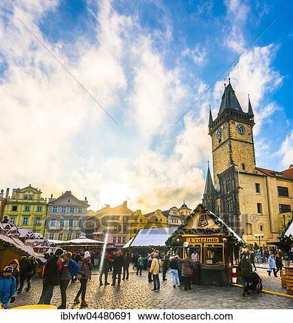 Old Town Hall, Christmas market on the Old Town Square, historic centre, Prague, Bohemia, Czech Republic, Europe View Large Photo Image Stock Image - Old Town Hall, Christmas market on the Old Town Square, historic centre, Prague, Bohemia, Czech Republic, Europe. Fotosearch