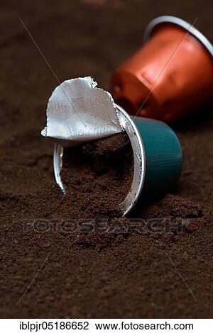 Opened coffee capsule and coffee powder View Large Photo Image Stock Image - Opened coffee capsule and coffee powder. Fotosearch