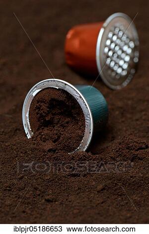 Opened coffee capsule and coffee powder View Large Photo Image Stock Image - Opened coffee capsule and coffee powder. Fotosearch