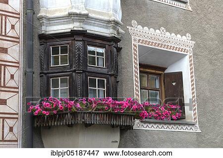Oriel at typical Engadine house, Pontresina, Engadine, Grisons, Switzerland, Europe View Large Photo Image Stock Photo - Oriel at typical Engadine house, Pontresina, Engadine, Grisons, Switzerland, Europe. Fotosearch