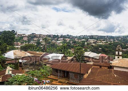 Stock Photograph - Overlook over Foumban, Cameroon, Africa. Fotosearch