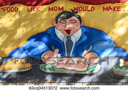 Painted wall, graffiti, man in front of a piece of meat, Chicago, Illinois, USA, North America View Large Photo Image Stock Image - Painted wall, graffiti, man in front of a piece of meat, Chicago, Illinois, USA, North America. Fotosearch