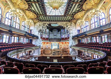 Stock Image - Palau de la Música Catalana, Concert Hall, architect Lluís Domènech i Montaner, Barcelona, Spain, Europe. Fotosearch