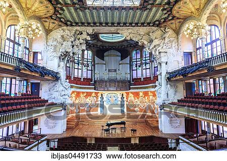 Palau de la Música Catalana, Concert Hall, architect Lluís Domènech i Montaner, Barcelona, Spain, Europe View Large Photo Image Stock Image - Palau de la Música Catalana, Concert Hall, architect Lluís Domènech i Montaner, Barcelona, Spain, Europe. Fotosearch
