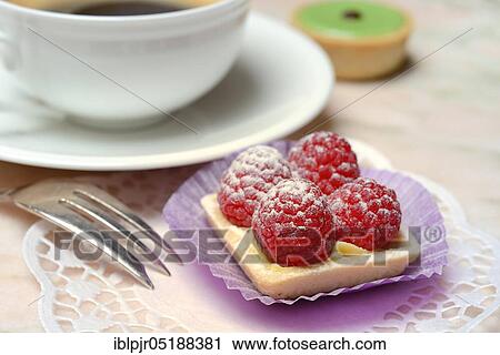 Patisserie with raspberries and coffee cup View Large Photo Image Stock Image - Patisserie with raspberries and coffee cup. Fotosearch