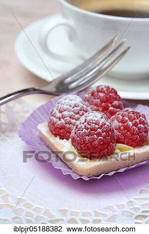 Patisserie with raspberries and coffee cup View Large Photo Image Stock Image - Patisserie with raspberries and coffee cup. Fotosearch