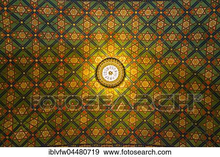Pattern, ceiling view, Spanish Synagogue, interior shot, Josefov, Jewish Quarter, Prague, Bohemia, Czech Republic, Europe View Large Photo Image Stock Photo - Pattern, ceiling view, Spanish Synagogue, interior shot, Josefov, Jewish Quarter, Prague, Bohemia, Czech Republic, Europe. Fotosearch