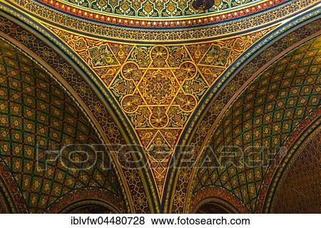Pattern, Spanish Synagogue, interior shot, Josefov, Jewish Quarter, Prague, Bohemia, Czech Republic, Europe View Large Photo Image Stock Photo - Pattern, Spanish Synagogue, interior shot, Josefov, Jewish Quarter, Prague, Bohemia, Czech Republic, Europe. Fotosearch