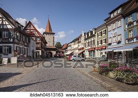 Pedestrian zone with Obertorturm, Gengenbach, Black Forest, Baden-Württemberg, Germany, Europe View Large Photo Image Stock Image - Pedestrian zone with Obertorturm, Gengenbach, Black Forest, Baden-Württemberg, Germany, Europe. Fotosearch