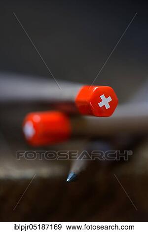 Pencils with Swiss cross View Large Photo Image Stock Photo - Pencils with Swiss cross. Fotosearch