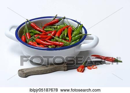 Stock Photo - Peppers ( Capsicum frutescens), Chillies, Chillies, Chillies, Chilli pepper, Chilli, Cayenne, Cayenne pepper, Piri-Piri, Tabasco, Peperoncini. Fotosearch