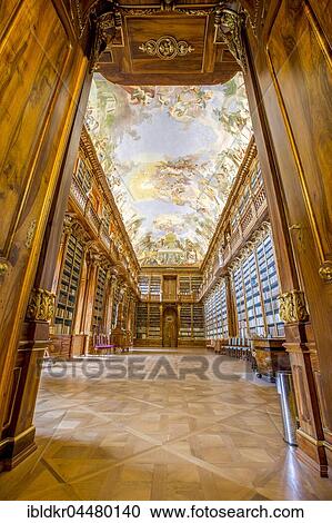 Stock Image - Philosophical Hall of the Library, Strahov Monastery, Prague, Czech Republic, Europe. Fotosearch