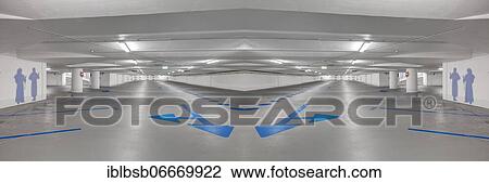 Photomontage of an empty underground car park with blue arrows on the ground, Biberach, Baden-Württemberg, Germany, Europe View Large Photo Image Stock Image - Photomontage of an empty underground car park with blue arrows on the ground, Biberach, Baden-Württemberg, Germany, Europe. Fotosearch