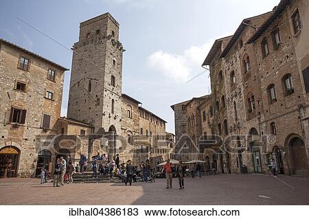 Piazza della Cisterna, historic centre, medieval town centre, San Gimignano, Province of Siena, Tuscany, Italy, Europe View Large Photo Image Stock Image - Piazza della Cisterna, historic centre, medieval town centre, San Gimignano, Province of Siena, Tuscany, Italy, Europe. Fotosearch