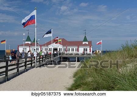 Stock Photography - Pier in Ahlbeck, seaside resort Ahlbeck, Usedom, Mecklenburg-Western Pomerania, Germany, Europe. Fotosearch