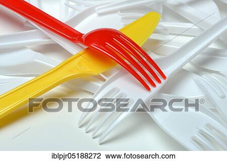 Plastic cutlery, plastic, plastic knife, plastic fork, plastic articles View Large Photo Image Stock Image - Plastic cutlery, plastic, plastic knife, plastic fork, plastic articles. Fotosearch