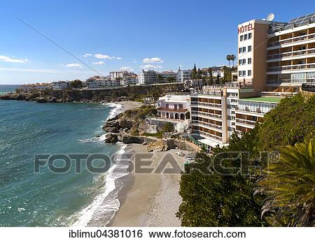 Playa Caletilla, sandy beach, holiday resort town of Nerja, Province of Málaga, Spain, Europe View Large Photo Image Stock Photograph - Playa Caletilla, sandy beach, holiday resort town of Nerja, Province of Málaga, Spain, Europe. Fotosearch
