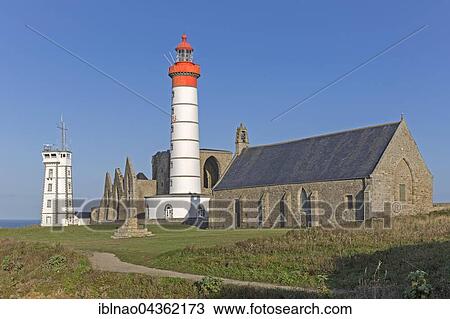 Pointe de St-Mathieu, Lighthouse with military tower and Abbey, Brittany, France, Europe View Large Photo Image Stock Image - Pointe de St-Mathieu, Lighthouse with military tower and Abbey, Brittany, France, Europe. Fotosearch