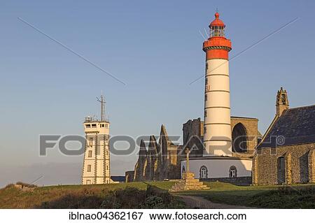 Pointe de St-Mathieu, Lighthouse with military tower and Abbey, Brittany, France, Europe View Large Photo Image Stock Photo - Pointe de St-Mathieu, Lighthouse with military tower and Abbey, Brittany, France, Europe. Fotosearch