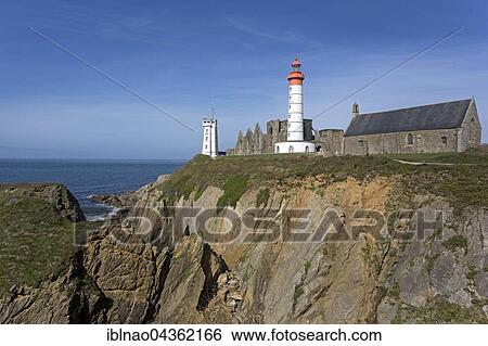 Pointe de St-Mathieu, Lighthouse with military tower and Abbey, Brittany, France, Europe View Large Photo Image Stock Photograph - Pointe de St-Mathieu, Lighthouse with military tower and Abbey, Brittany, France, Europe. Fotosearch