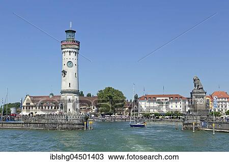 Port entrance with lighthouse, Lindau, Lake Constance, Bavaria, Germany, Europe View Large Photo Image Stock Image - Port entrance with lighthouse, Lindau, Lake Constance, Bavaria, Germany, Europe. Fotosearch