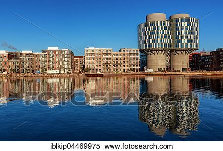 Portland Towers, new urban office building, Sandkaj, Nordhavn, Copenhagen, Denmark, Europe View Large Photo Image Stock Photography - Portland Towers, new urban office building, Sandkaj, Nordhavn, Copenhagen, Denmark, Europe. Fotosearch