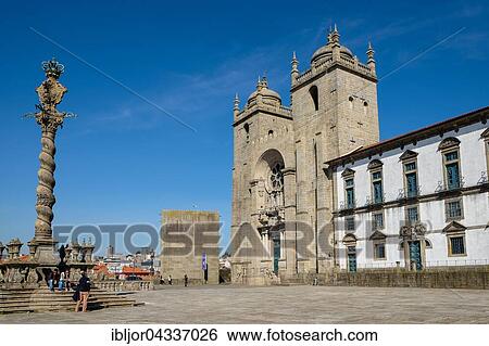 Porto Cathedral and Pelourinho Statue, historic centre, Porto, Portugal, Europe View Large Photo Image Stock Photograph - Porto Cathedral and Pelourinho Statue, historic centre, Porto, Portugal, Europe. Fotosearch