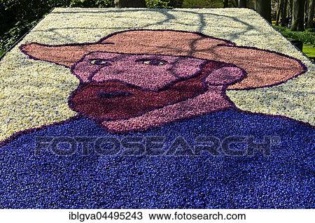 Portrait by Vincent van Gogh from different petals, flower show Keukenhof, Lisse, The Netherlands, Europe View Large Photo Image Stock Image - Portrait by Vincent van Gogh from different petals, flower show Keukenhof, Lisse, The Netherlands, Europe. Fotosearch