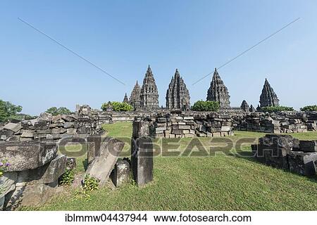 Picture - Prambanan Hindu temple, stupas, Daerah Istimewa, Yogyakarta, Java, Indonesia, Asia. Fotosearch