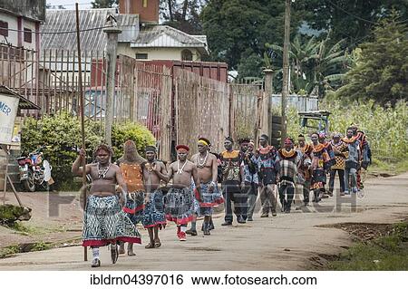 Procession of a secret male association, group of male tribe leaders, primitive culture, Fundong, North-West Region, Cameroon, Africa View Large Photo Image Stock Photograph - Procession of a secret male association, group of male tribe leaders, primitive culture, Fundong, North-West Region, Cameroon, Africa. Fotosearch