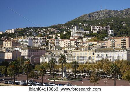Stock Image - Promenade by the ferry port, Bastia, Corsica, France, Europe. Fotosearch