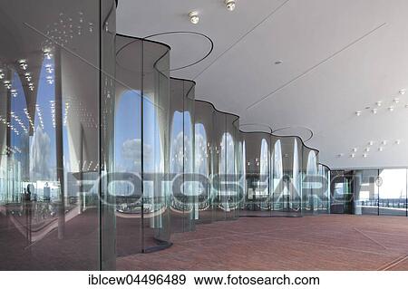 Public viewing platform, plaza with wind deflector made of curved glass, Elbe Philharmonic Hall, HafenCity, Hamburg, Germany, Europe View Large Photo Image Stock Photo - Public viewing platform, plaza with wind deflector made of curved glass, Elbe Philharmonic Hall, HafenCity, Hamburg, Germany, Europe. Fotosearch