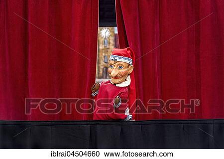 Puppet looking through curtain, puppet theater, Upper Bavaria, Bavaria, Germany, Europe View Large Photo Image Stock Image - Puppet looking through curtain, puppet theater, Upper Bavaria, Bavaria, Germany, Europe. Fotosearch